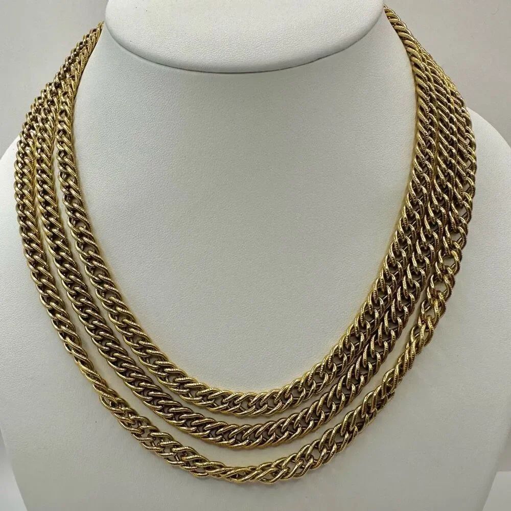 Monet vintage very long goldātone chain necklace